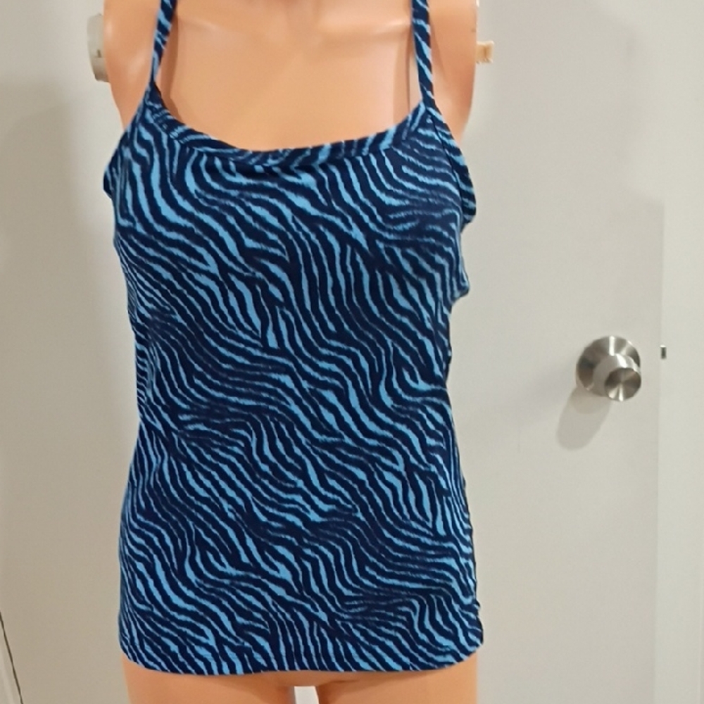 Source Unknown Blue and Black Zebra Print Camisole